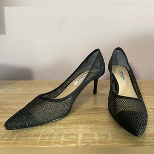 NIB black sparkly mesh Nina heels